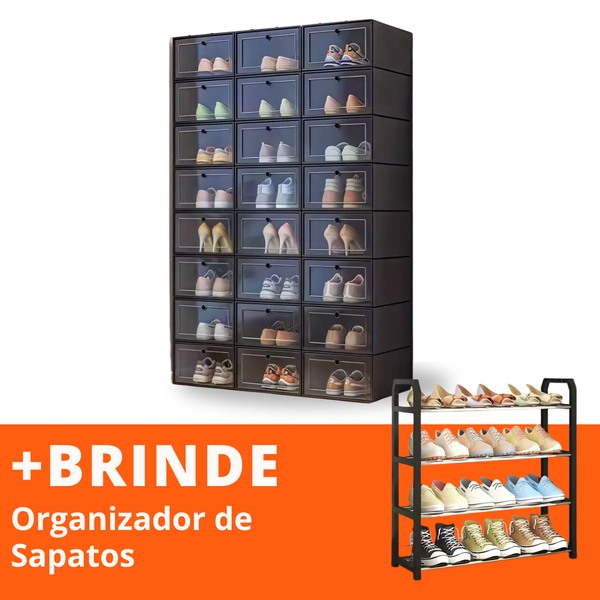 Caixas Organizadoras Portátil 24 Caixas + Organizador de Sapatos 12 pares