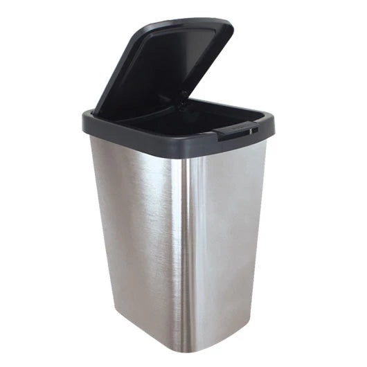 Lixeira Cesto Inox Metalizado 09 Litros Com Tampa Click Label Vermelho Rose Gold Banheiro Cozinha