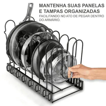 Fruteira Organizadora 5 Andares Empilhavel + Organizador De Panelas No Armário