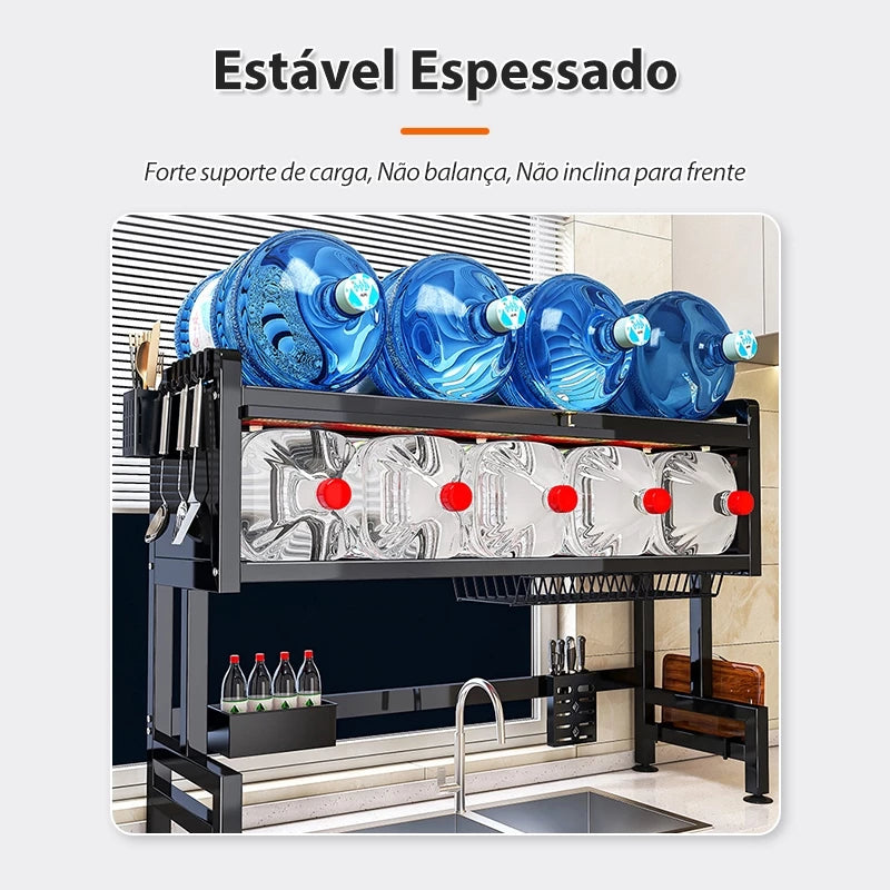 Escorredor De Louça Modular Autosustentavel + Oganizador de Temperos Giratório 17 Peças