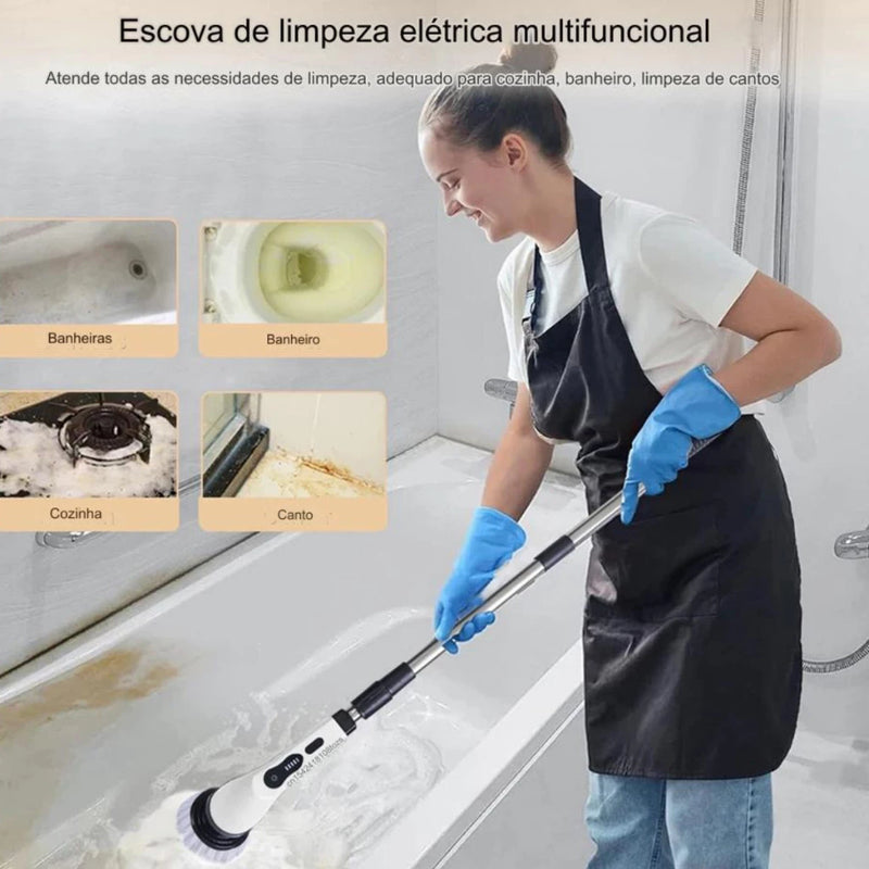 Esfregão Elétrico Sem fio Recarregável Giratória + Aspirador Portatil