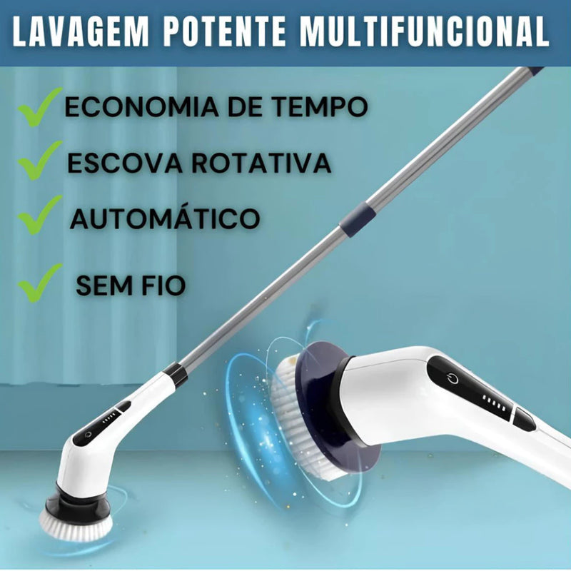 Esfregão Elétrico Sem fio Recarregável Giratória + Aspirador Portatil