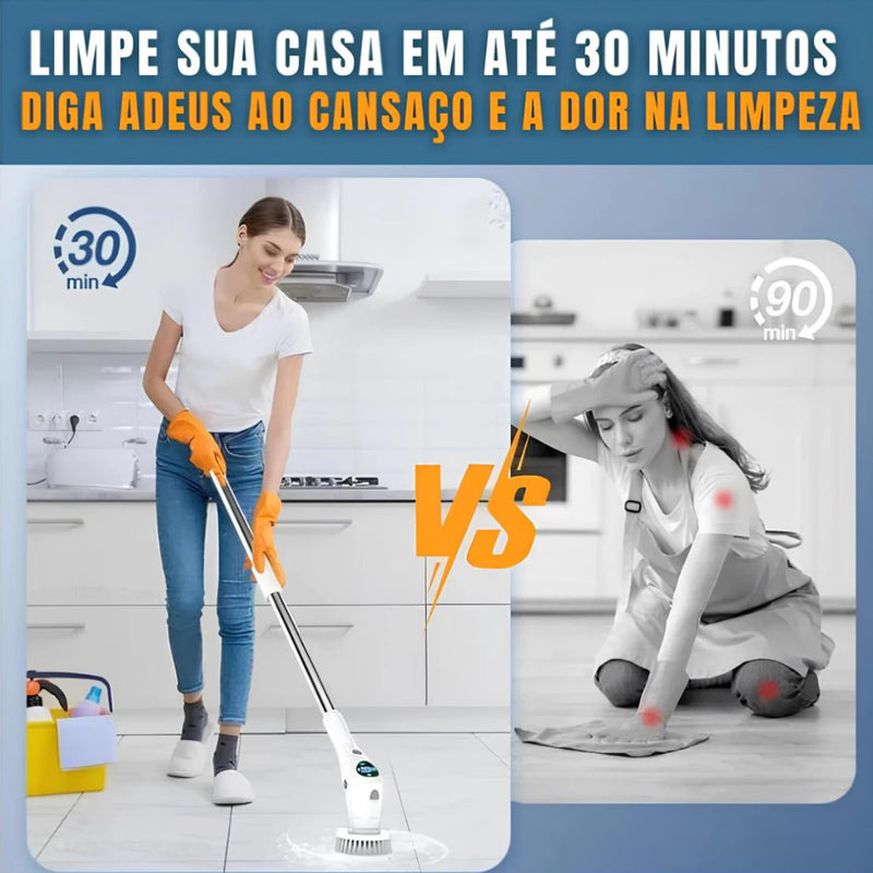 Esfregão Elétrico Sem fio Recarregável Giratória + Aspirador Portatil