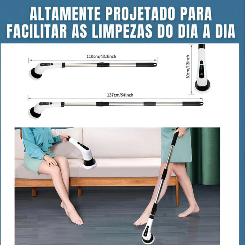 Esfregão Elétrico Sem fio Recarregável Giratória + Aspirador Portatil